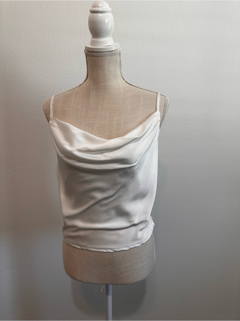 Dress Forum White Satin Cowl Neck Camisole Tank